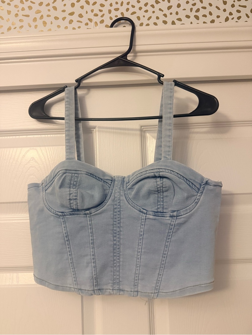 No Boundaries Light Blue Denim Bustier Crop Top